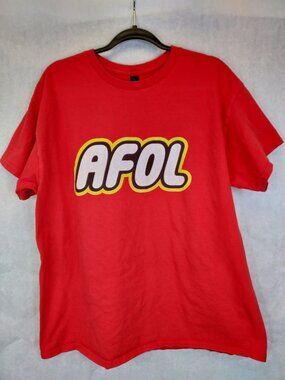 AFOL Adult Fans of Lego T-Shirt Men's XL Tee Crew Neck Cotton Red Logo Fandom
